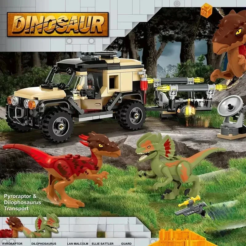 2026NOVO Blocos de Montar Série 3 Mundo dos Dinossauros 76951 Caminhão de Transporte Modelo Microraptor e Espinossauro Brinquedo Presente Infantil