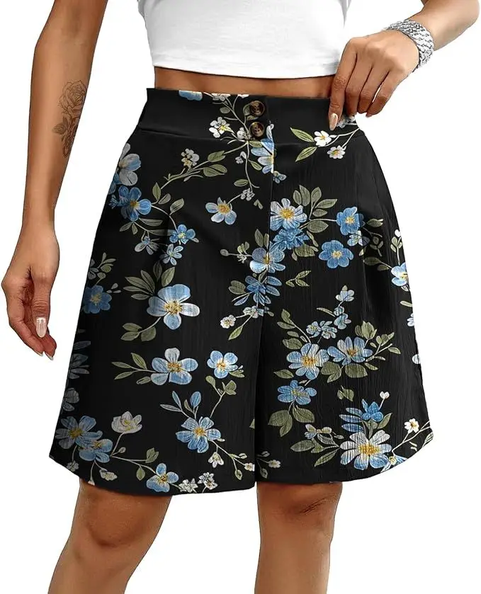 

Women's casual shorts, summer elastic waistband, comfortable formal work women's solid color shorts