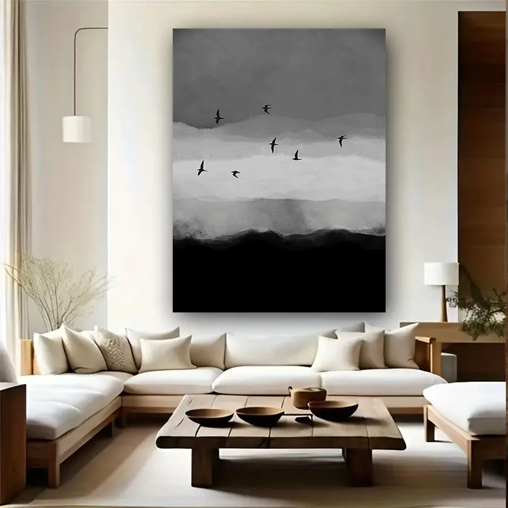 100% رسمت باليد الحديثة عرض البحر قماش صورة رائعة مجردة مشهد النفط اللوحة الشمال جدارية ديكور غرفة المعيشة المنزل