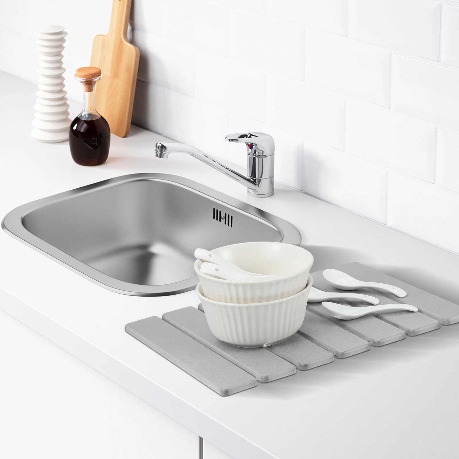 

Countertop Drying Mat Kitchen Dish Drying Pad Quick Dry Water Absorbing Surface Foldable Storage Friendly for Kitchen Counter