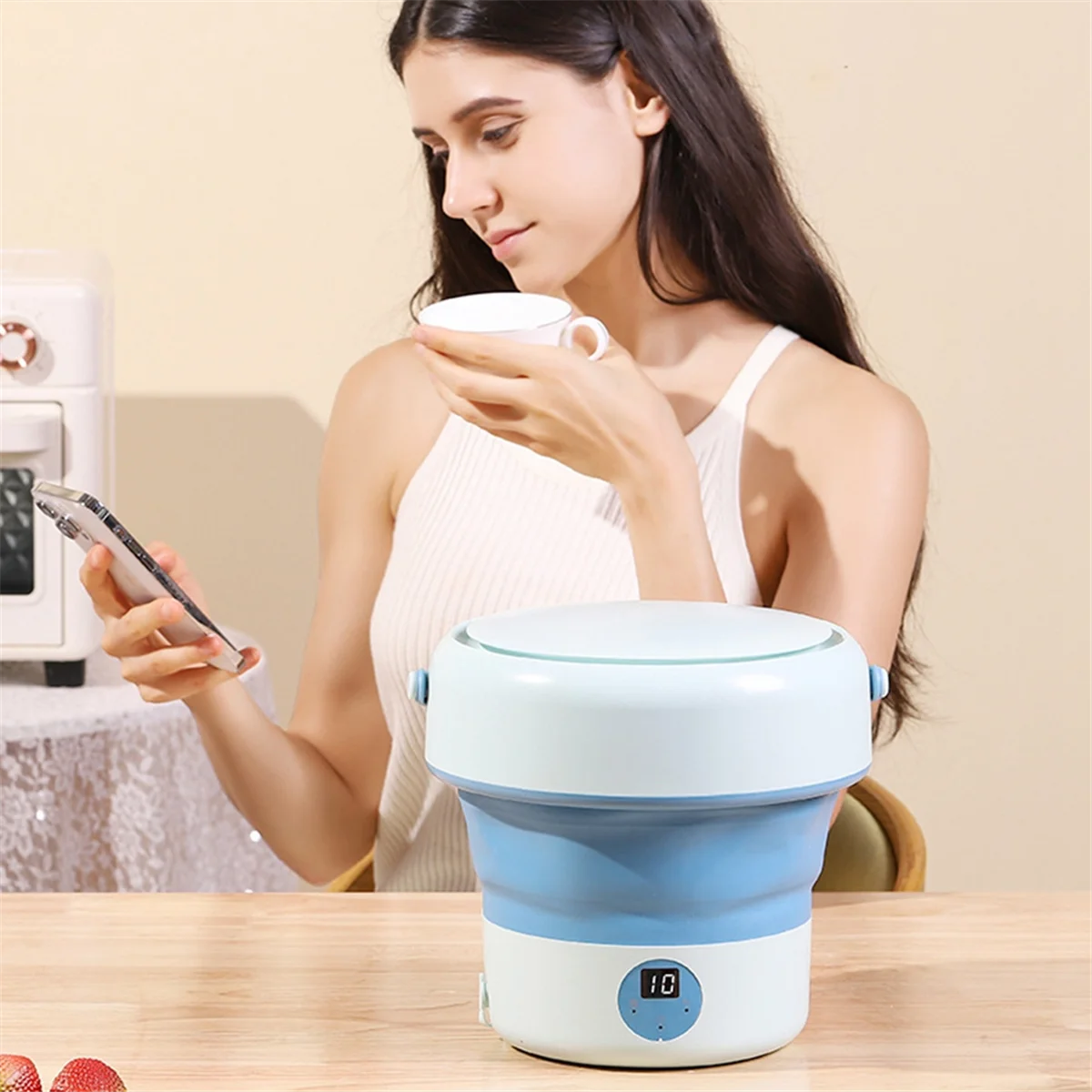 

X11AA EU PLUG,Folding Dishwasher Household Small Mini Turbo Dishwasher Fruit and Vegetable Cleaner MINI Dishwasher White