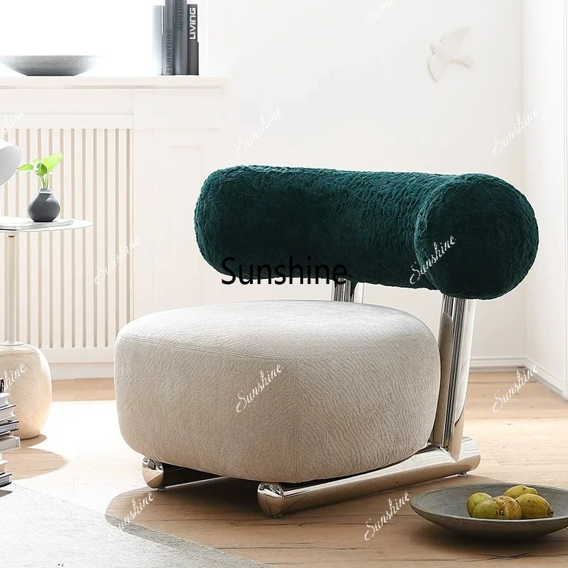 Nordic modern simple living room balcony stainless steel single sofa leisure chair