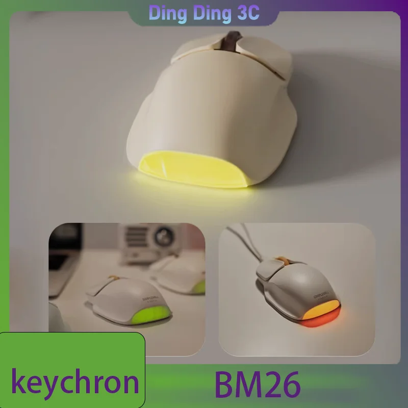 

Беспроводная трехрежимная мышь Keychron BM26 с подсветкой Firefly, совместимая с Mac, с бесшумными клавишами для офисных пользователей (женщин)