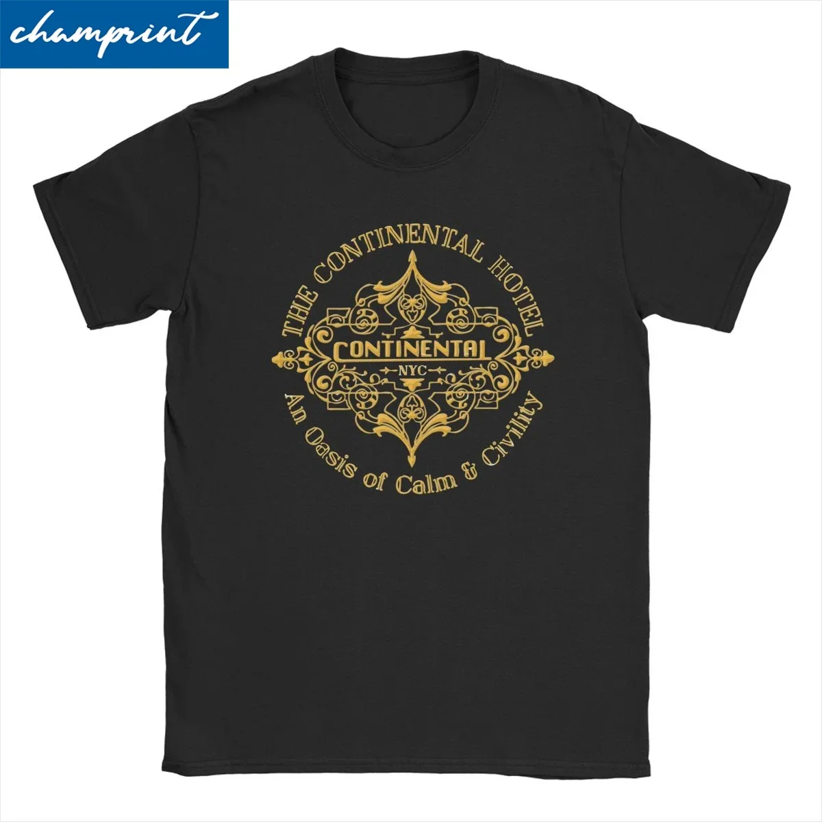 

The Continental Hotel Movie John Wick T-Shirt Men Women Vintage 100% Cotton Tees Crew Neck Short Sleeve T Shirts 4XL 5XL Clothes