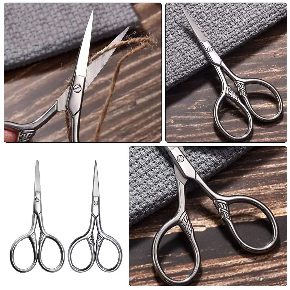 

2pcs Eyebrow Scissors Stainless Steel Small Grooming Trimmer For Facial Hair Beard Mustache Nose Women Men Tool