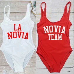 Bulk One-Piece La Novia Swimsuit Women Spanish Novia Team Swimwear Wedding Bathing Suit  Girls Hen Bachelor Party Swimming Suit