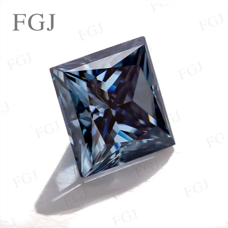 Moissanite Gemstone Princess Cut Vivid blue Brilliant cut VVS1 with GRA Pass Diamond Tester For Fashion Jewelry Making Materials