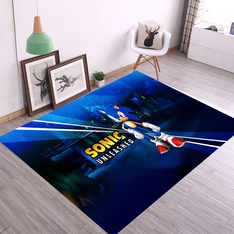 New Sonic The Hedgehog Bedroom Living Room Cross-border Cartoon Carpet Car Story Cartoon Floor Mat