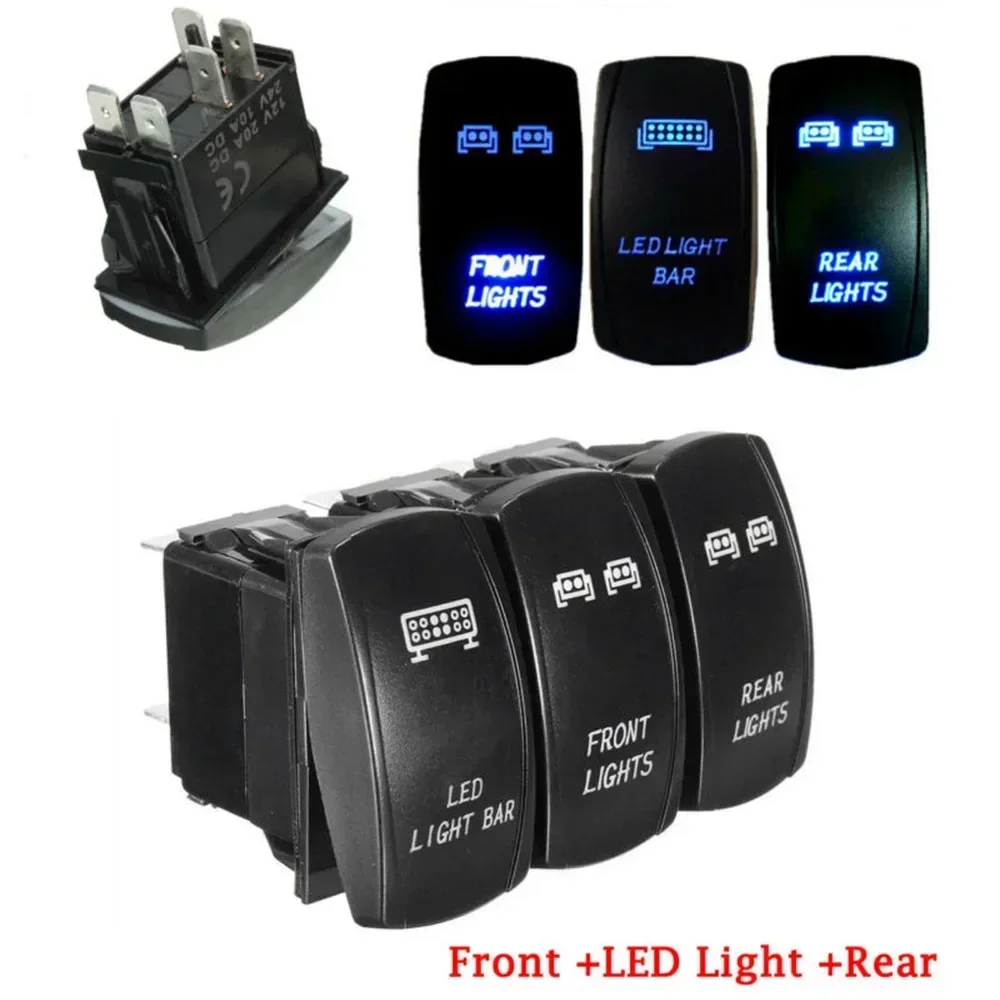 

Carhome IP66 Waterproof 50*26mm Blue LED Rocker Switch Replacement Set for Trucks For UTV Polaris RZR 900 1000 Useful