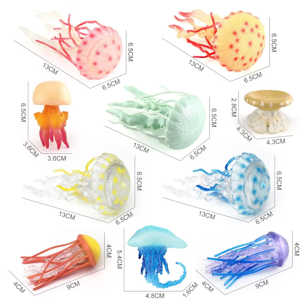 Marine Animals Ocean Animal Figurine Lifelike Solid Jellyfish Starfish Anemones multi-colored Plastic