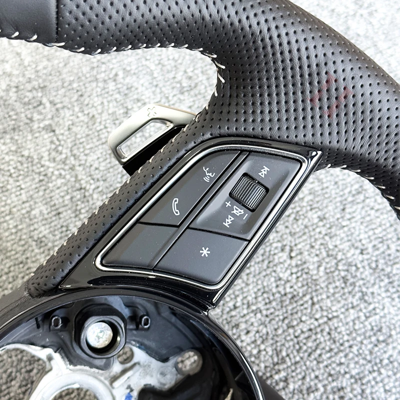 The Steering Wheel Is Made Of Leather And Perforated Material, Suitable For Audi R3 R4 R5 A3 A4 B9 A5 S3 S4 S5 Car Accessories