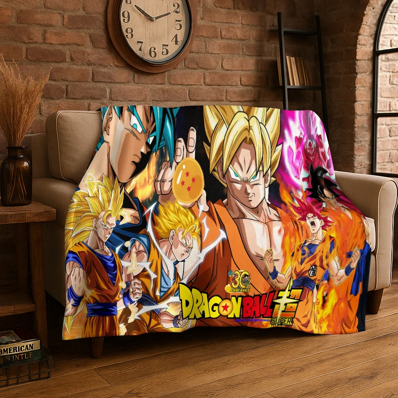 Cartoon D-Dragon Ball Anime-Spiel Flanelldecke Weiche Warme Wurfdecke für Schlafzimmer Wohnzimmer Bett Reisen Camping Picknick Kinder