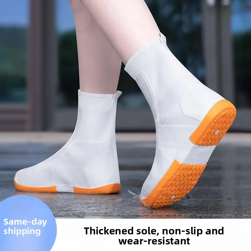 

Waterproof Silicone Rain Boot Covers Thickened Anti-Slip for Men And Women High Tub Height Suitable for Rainy Days Adult Shoe...