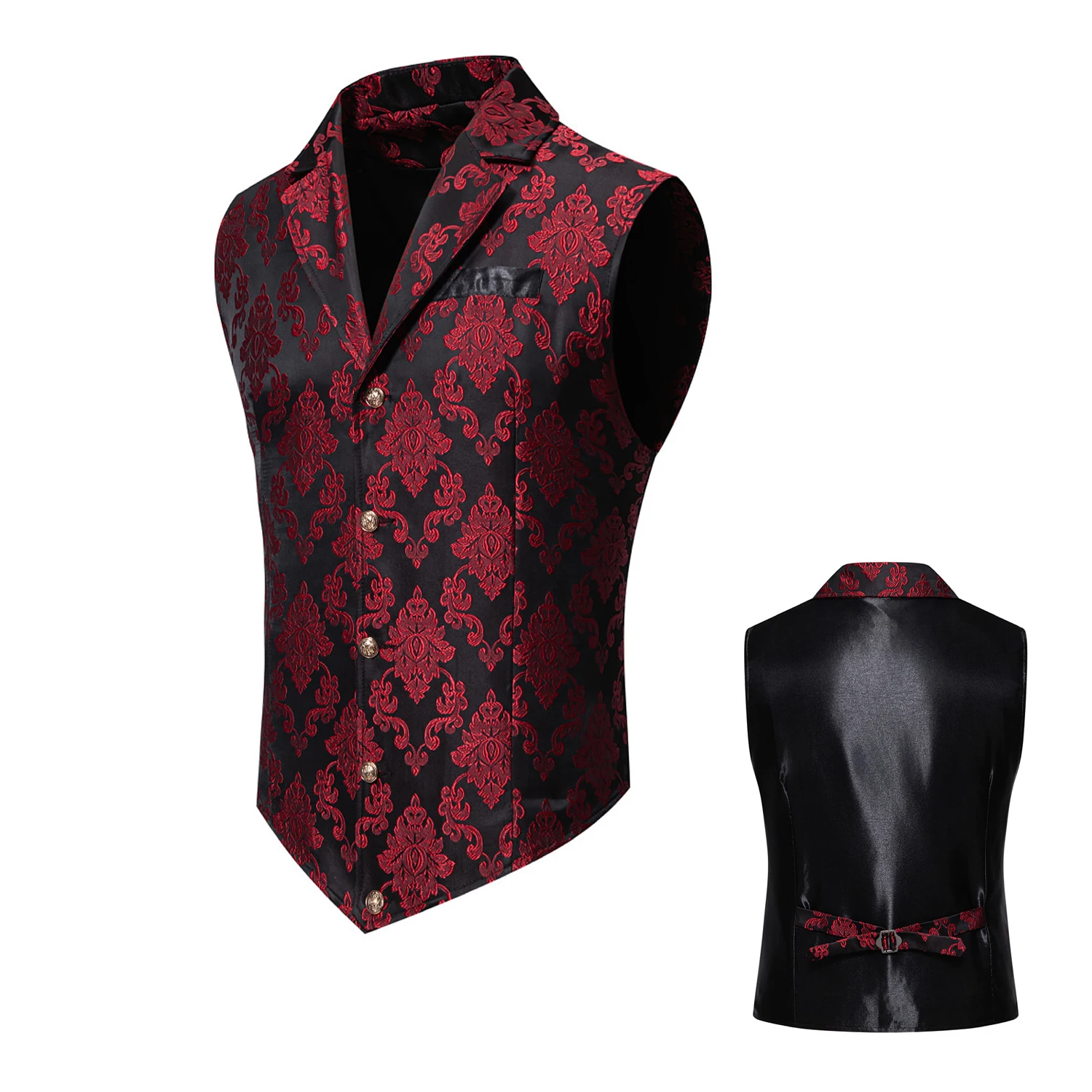 

Мужской роскошный свадебный костюм, жилет золотого цвета, повседневный однобортный жаккардовый облегающий праздничный жилет с лацканами, красный, розовый, черный и дополнительный доступ