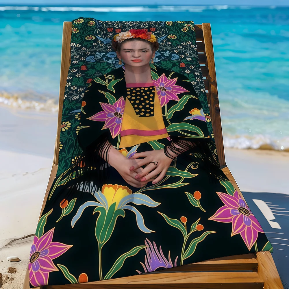 Classic Art F-Frida Flower K-Kahlo-S Towel Quick Drying Beach Towels Are Suitable For Swimming Pools Camping Yoga And The Gym