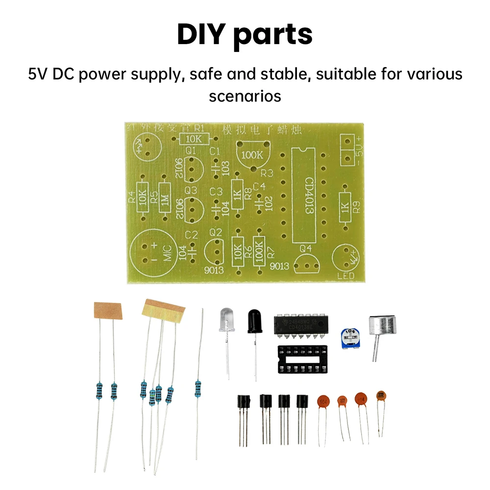 DC 5V Analog Electronic Candle Making Kit Lighting Blowing Control Simulation Candle Electronic Welding Training DIY Parts