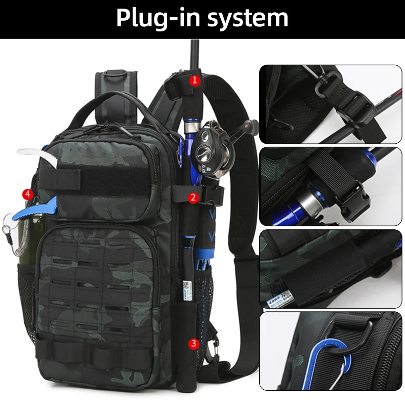 

Tactical Fishing Backpack Large Fish Box Accessories Rod Storage Shoulder Bag Outdoor Multi-functional Climbing Camping Bag
