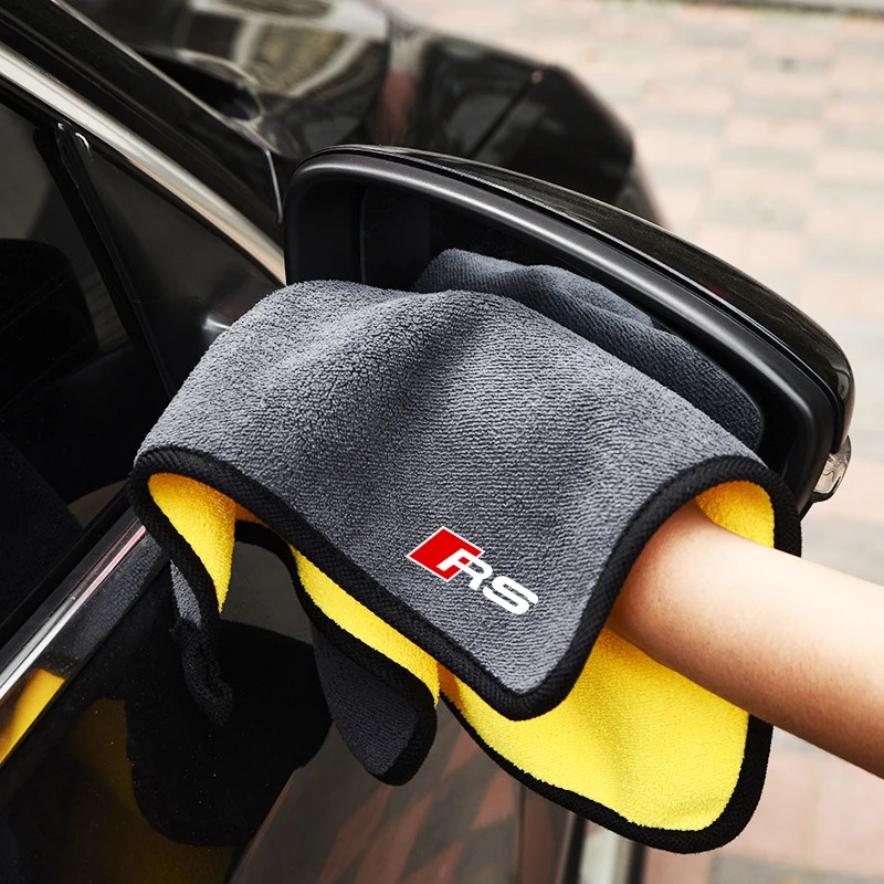 1pcs Car Wash Towel Cleaning Towels Rag Cloth Auto Acccessories For Audi RS QUATTRO Sline Badge Q3 Tt A7 8L A3 B6 A5 A6 C7 Q5 A4