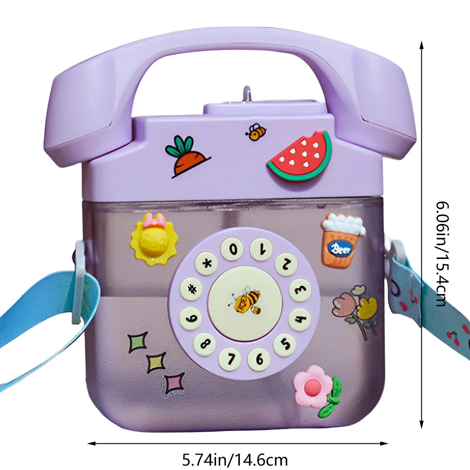 

400ML Telephone Water Bottle For Kids with 3D Sticker Drinking Bottles Suitable for Outdoor Like Travel