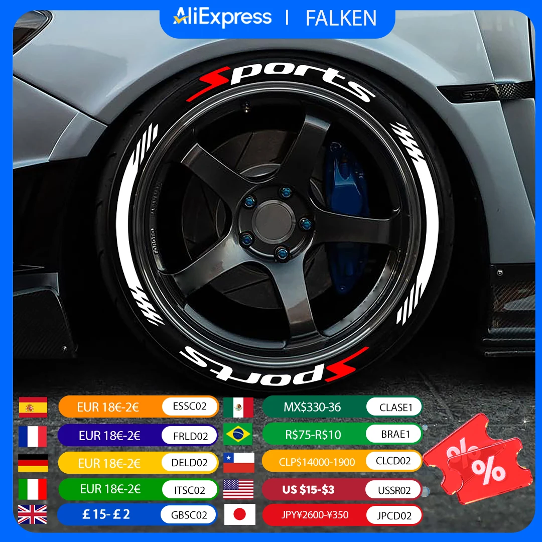 Universal Sports Letters 3D Thickened Car Tire Wheel Sticker Cool Trend Auto Styling Waterproof PVC Decals Accessories