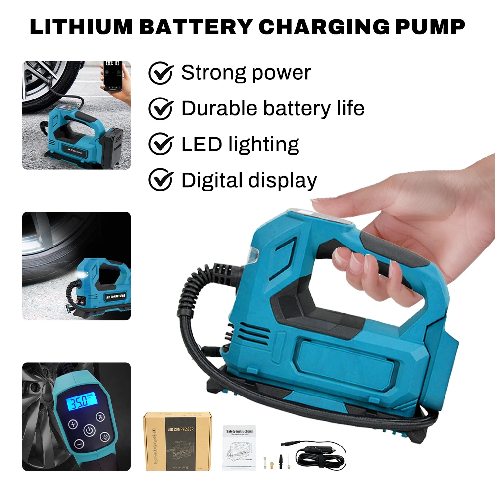 

Automatic Cordless Inflator Electric Air Pump Handheld Car Tire Air Compressor For Makita 18V Battery