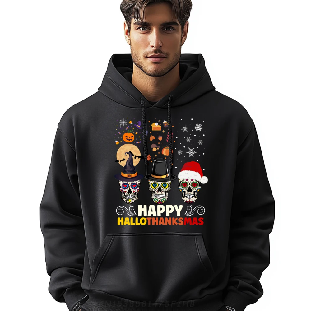 Halloween Thanksgiving Christmas Hallothanksmas Sugar Skull Brand Clothing Custom Hoodies