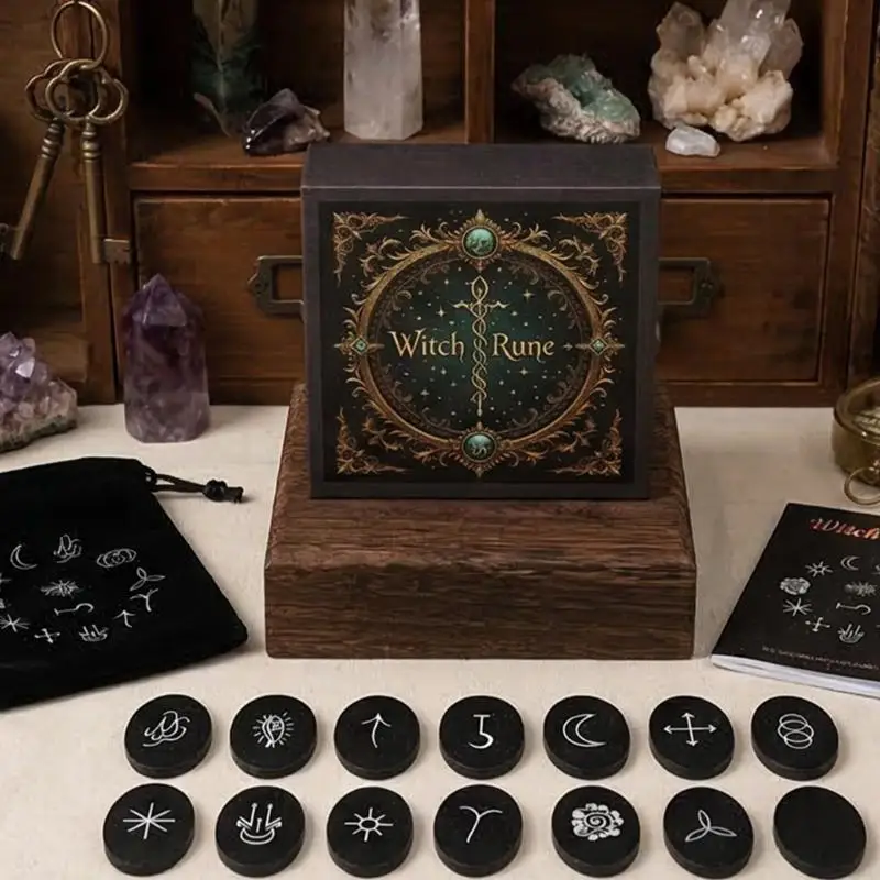 Meditations Runes Set Heal Runes Stone Witch Runes Stone Set Witch Ancient Culture Witch Home Decorations Set 24BD