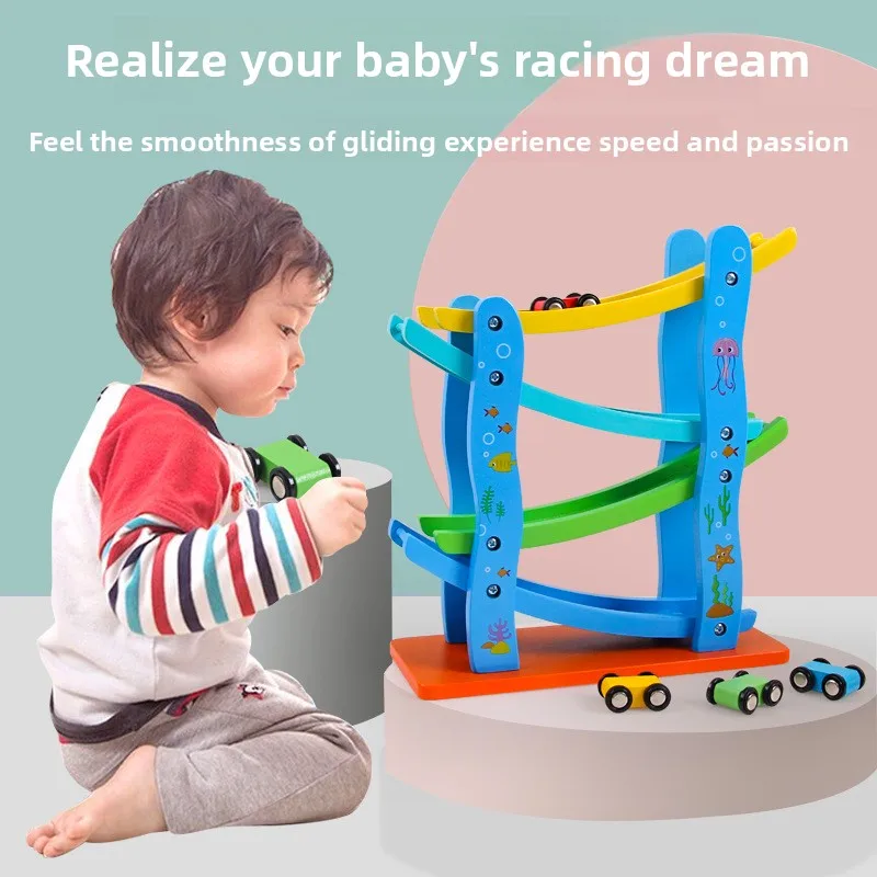 

Детская машина Sslide, деревянная детская головоломка, игрушка для раннего образования, инерционная трек, скользящая машина
