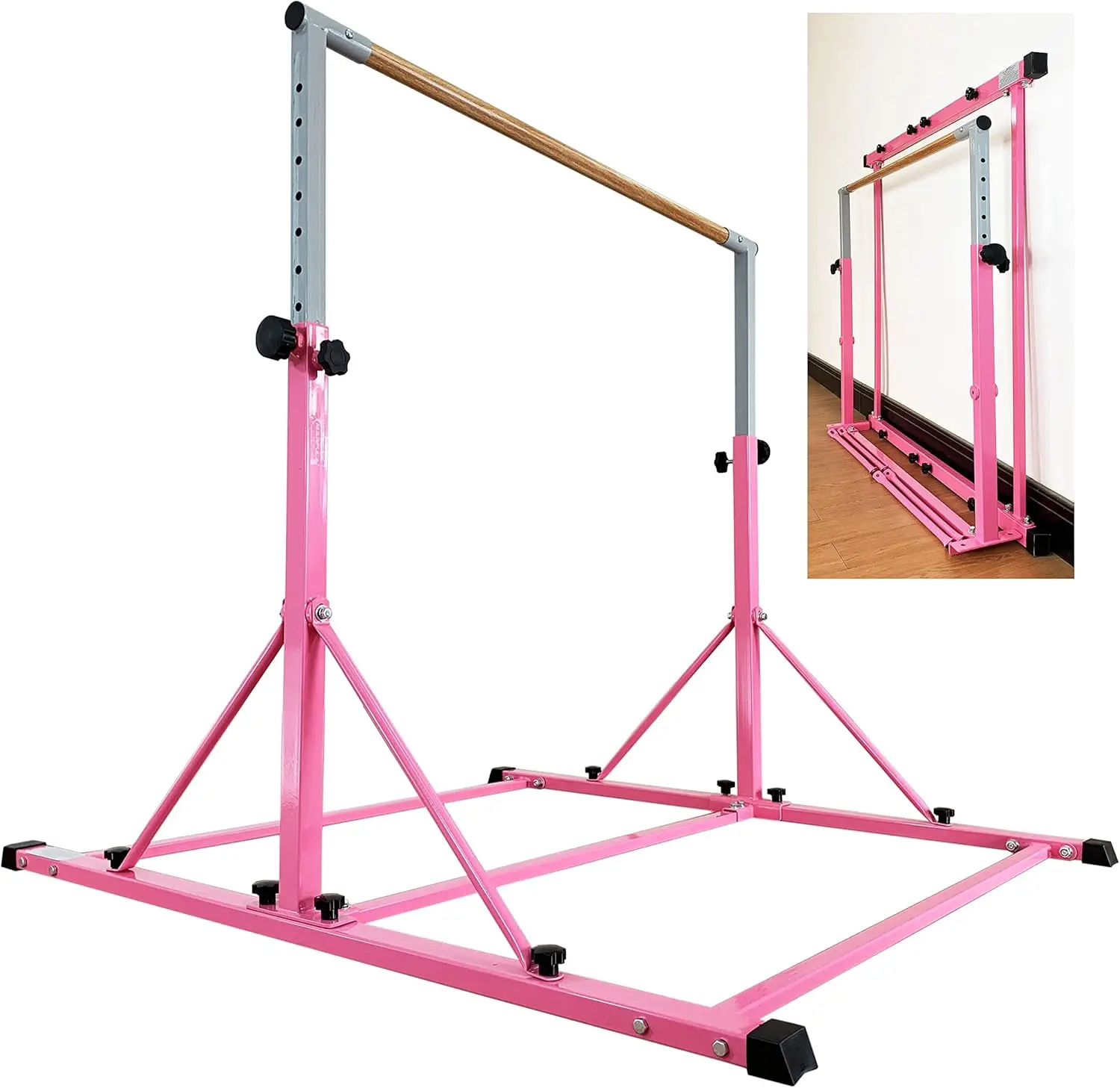 Bar For Kids and Teenage Ages 3-25, 5 FT / 6 FT Base Length Height, Gymnastic Kip Bar Horizontal Bar