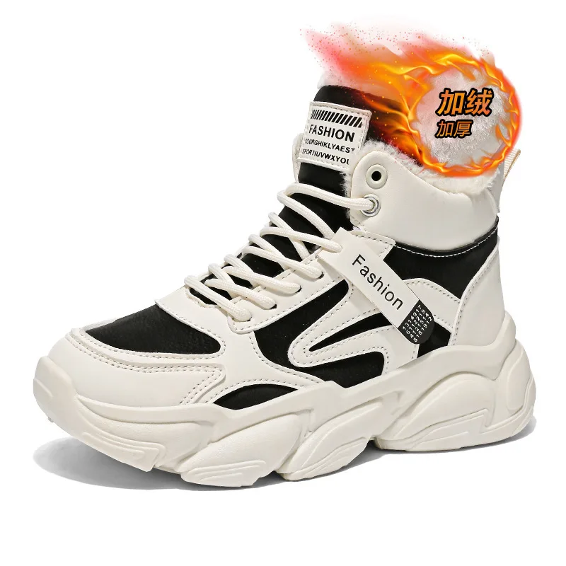 2025 الشتاء المرأة أحذية رياضية مكتنزة منصة أفخم اصطف عالية أعلى أحذية رياضية الكورية طالب الدافئة الدانتيل يصل الجوارب #5