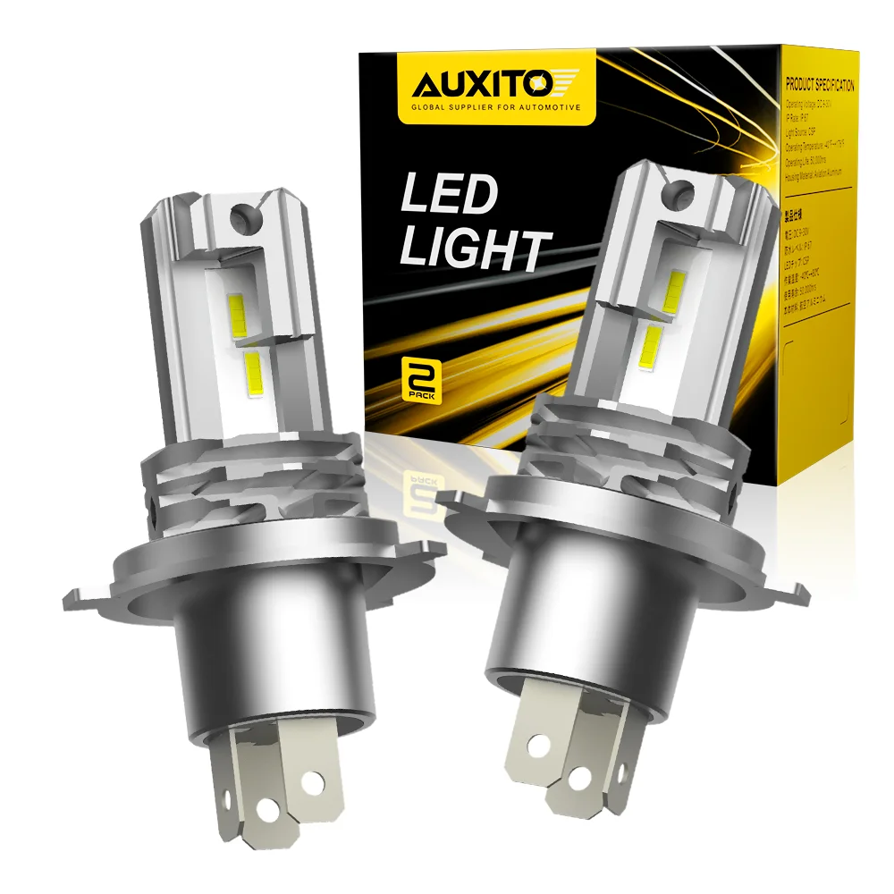 AUXITO 2Pcs 9003 H4 LED Headlight Bulbs No Error 6000K White Hi/Lo High and Low Beam With Canbus Fanless H4 LED Bulb Motorcycle Headlamp Super Bright 12V
