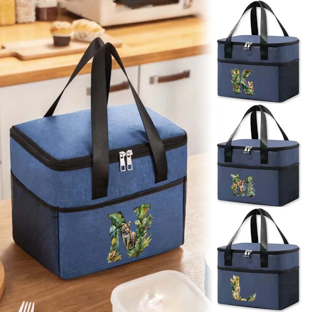 

Lunch Bags Thermal Insulated Bag Storage Handbag Simplicity Food Tote for Unisex Organizer Boxes Jungle Tiger Letter Pattern