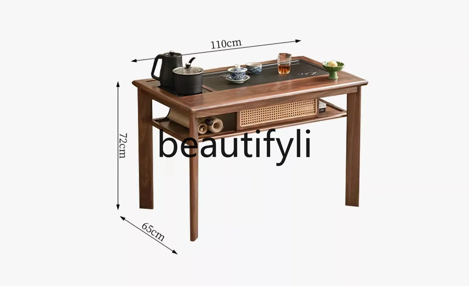 

A26 New Chinese solid wood tea table balcony, tea table and chair combination small tea table