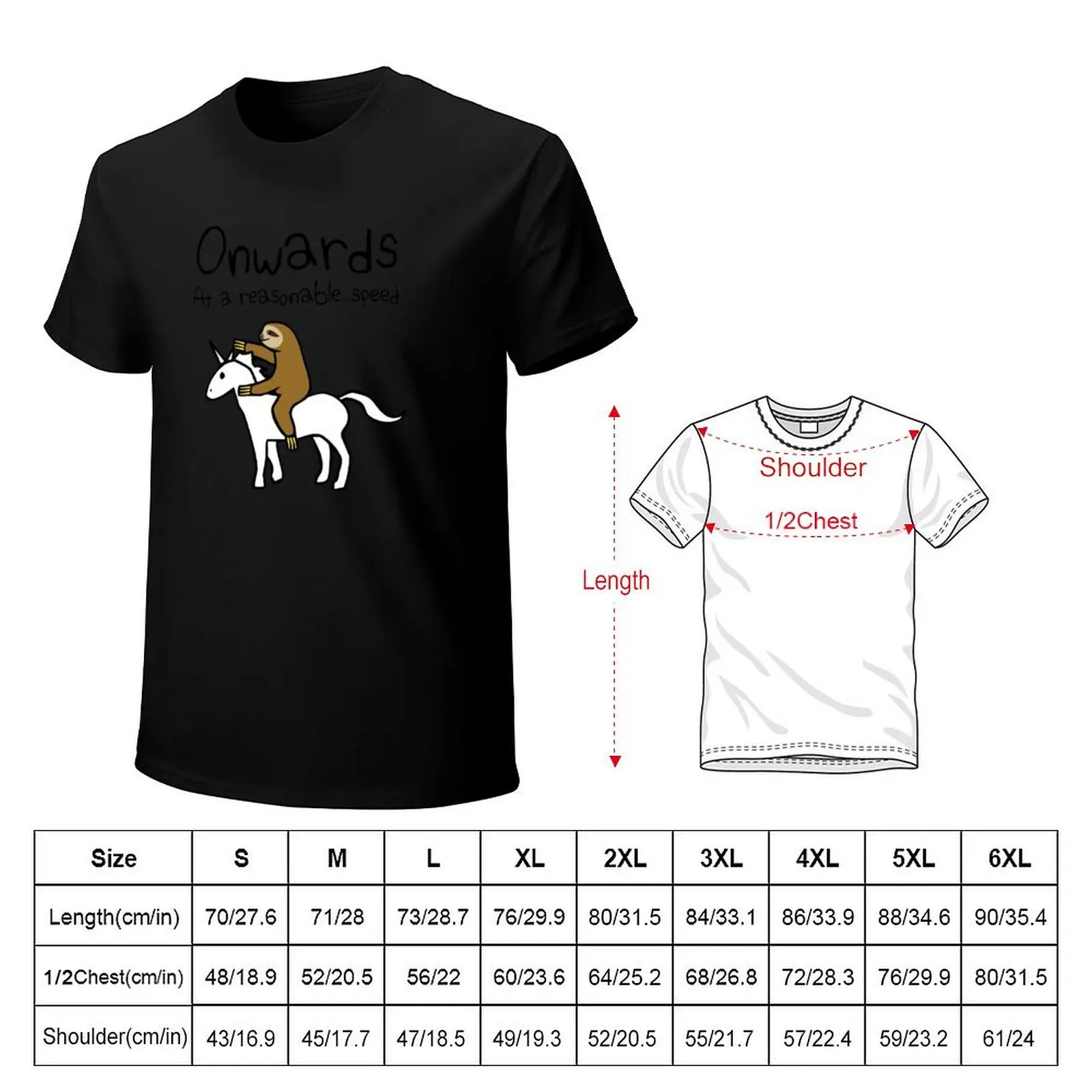 Onwards! At A Reasonable Speed (Sloth Riding Unicorn) T-Shirt t shirts for man slim fit T-Shirt