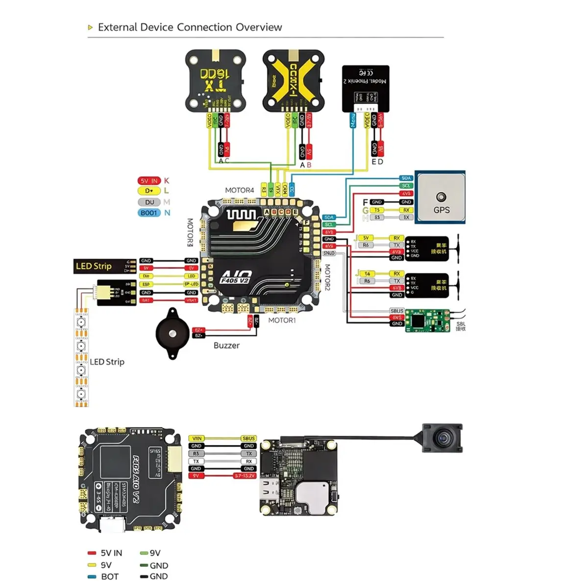 

Контроллер для авиамоделей Uptional F405 AIO V2 35/40A 8Bit 25.5x25.5 3-6S, аксессуары для дронов, модуль 40A