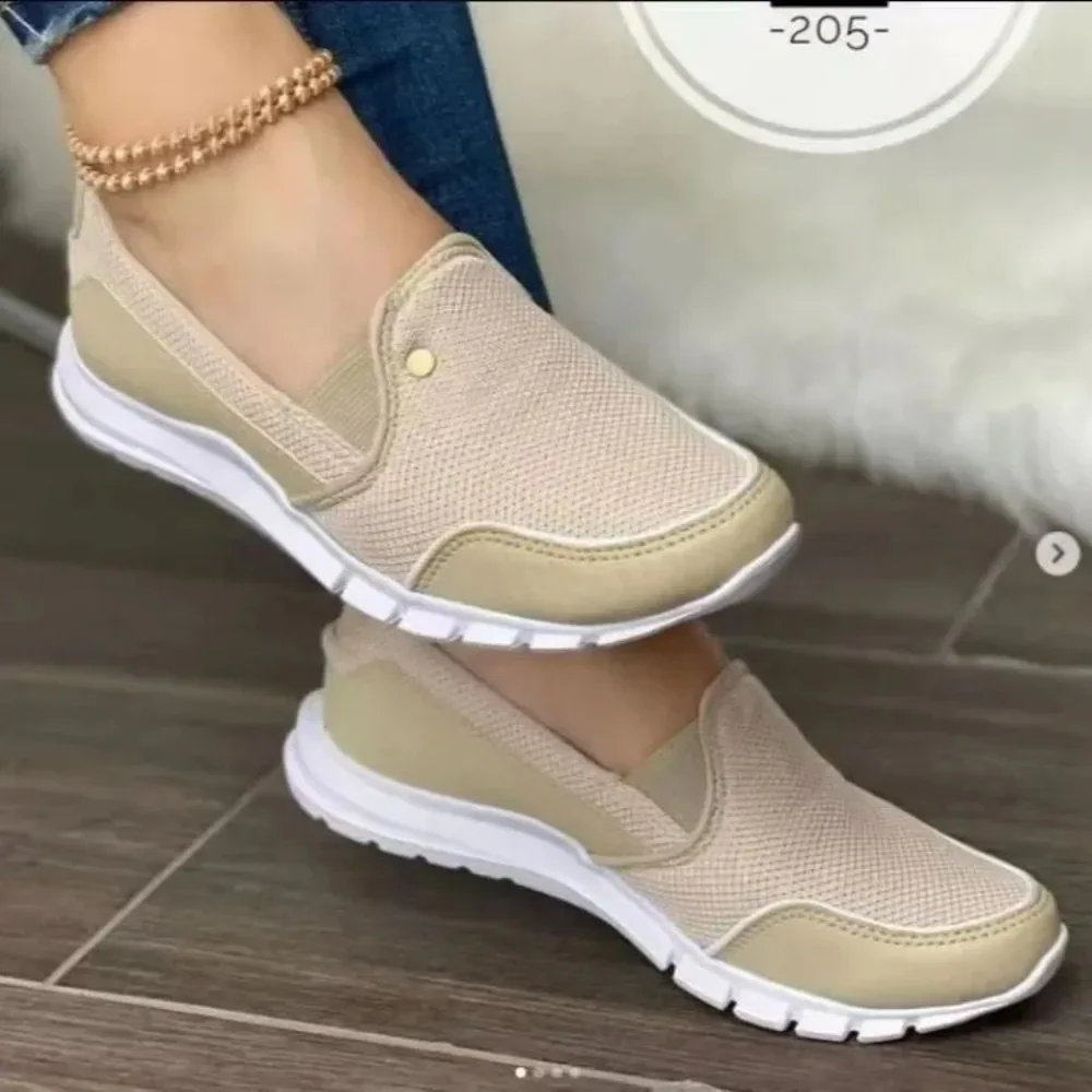 Grote Nieuwe Dames Merk Zomer Mesh Voeten Cover Mode Casual Dames Een Stap Luie Platte Schoenen Vrijetijdsschoenen 36-43