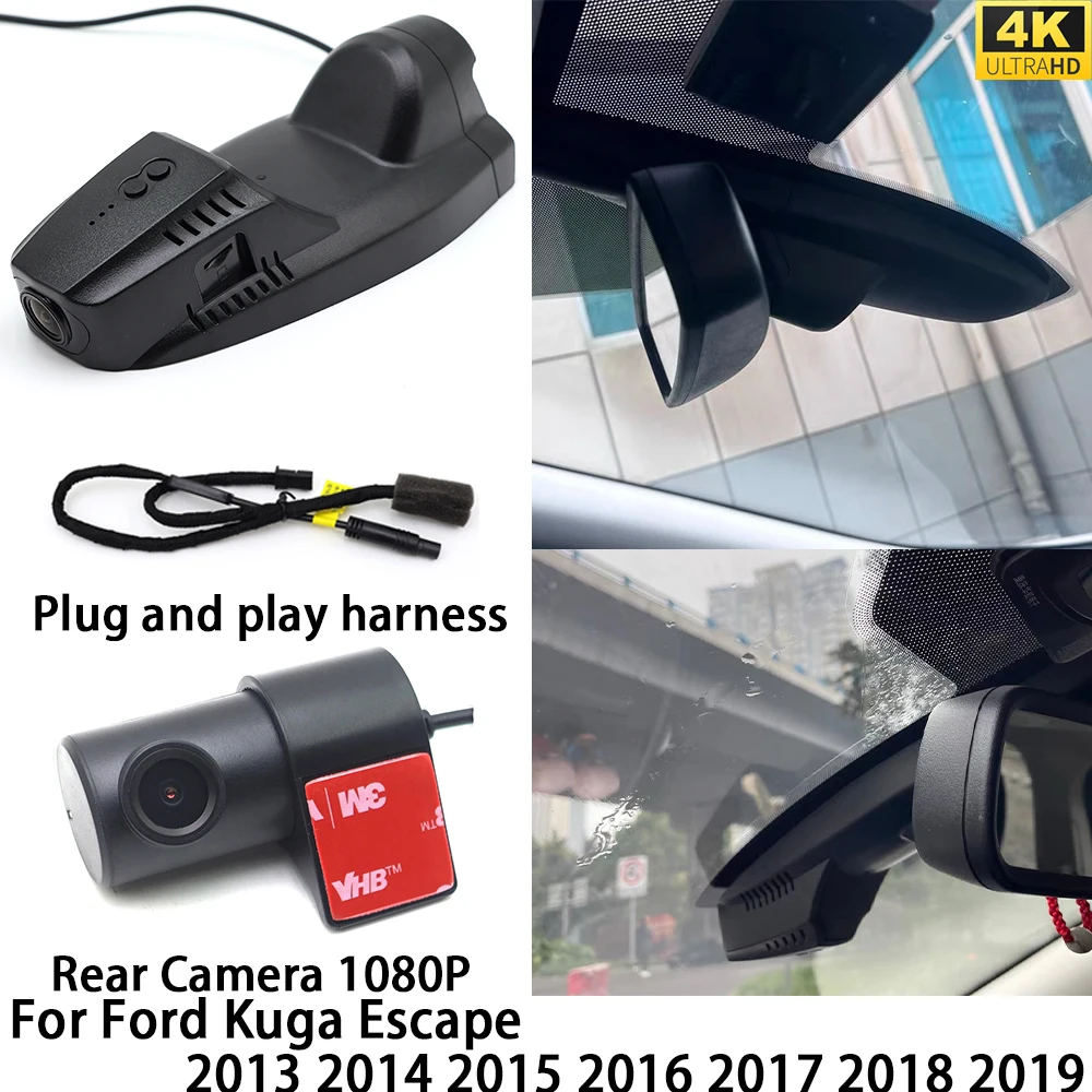 for Ford Kuga Escape 2013-2019 4K DVR Dash Cam OEM Front Rear Camera Video Recorder Wifi 2160P Loop Recording Night Vision