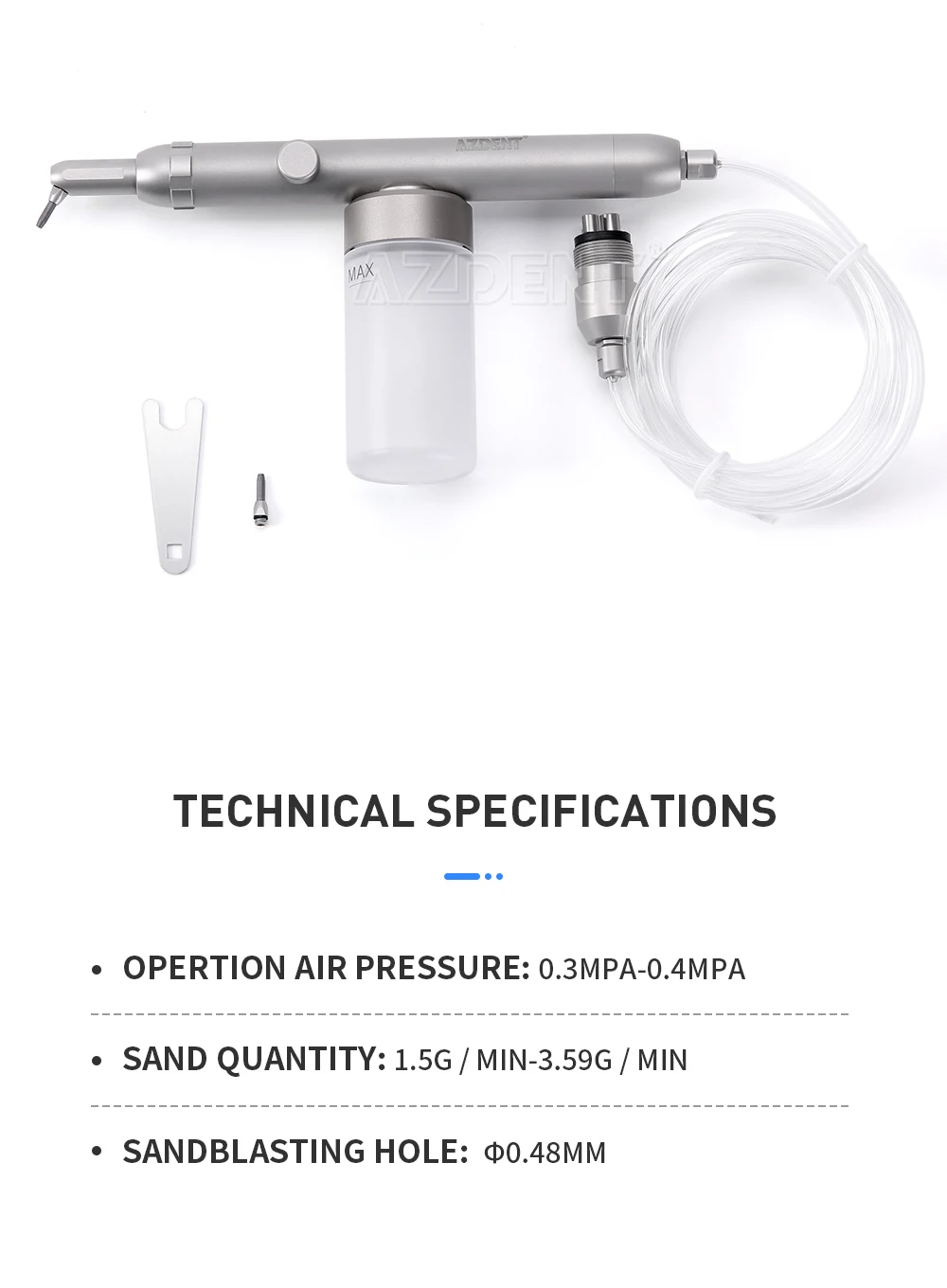 AZDENT Dental Aluminiumoxid Sandstrahlen Polierer MicroBlaster Wasser Spray Zahnmedizin Ausrüstung Werkzeug 2/4 Löcher mit Düse – Detail 8
