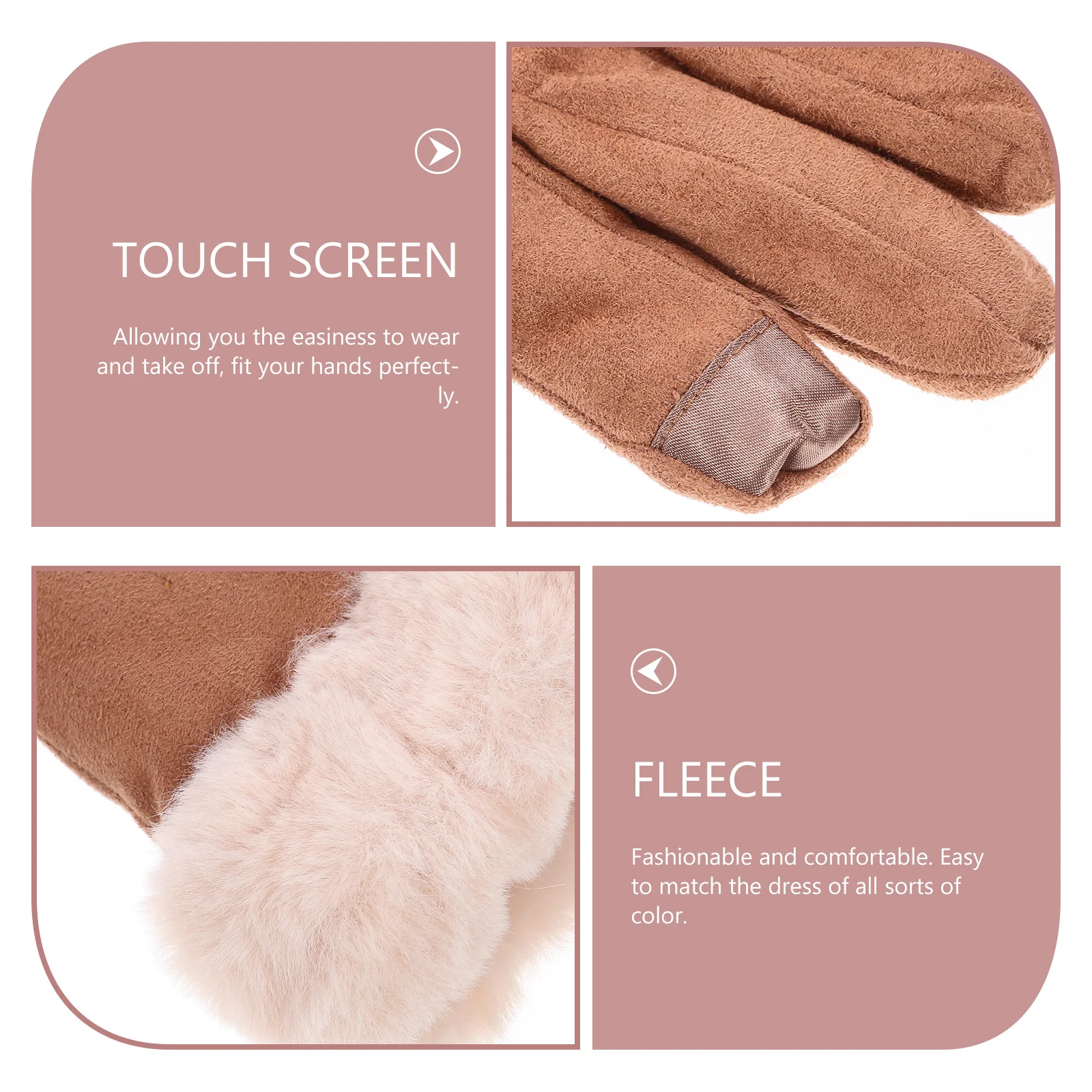 

1Pair Brown Winter Woman Touch Screen Gloves Warm Full Cover Fashion Outdoor Cycling Keep Warm Gloves for Woman