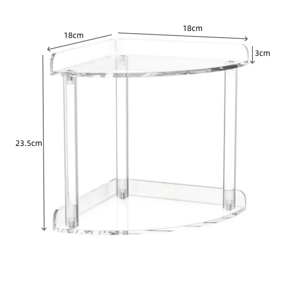 Two Level Transparent Acrylic Countertop Organizer for Makeup Brushes Perfume Bottles and Toiletries 18x18x23.5cm