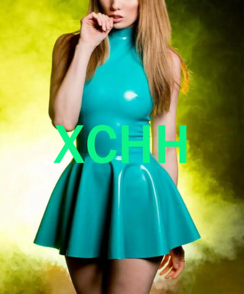 

Sexy Natural Latex Women Dress Back Zippers