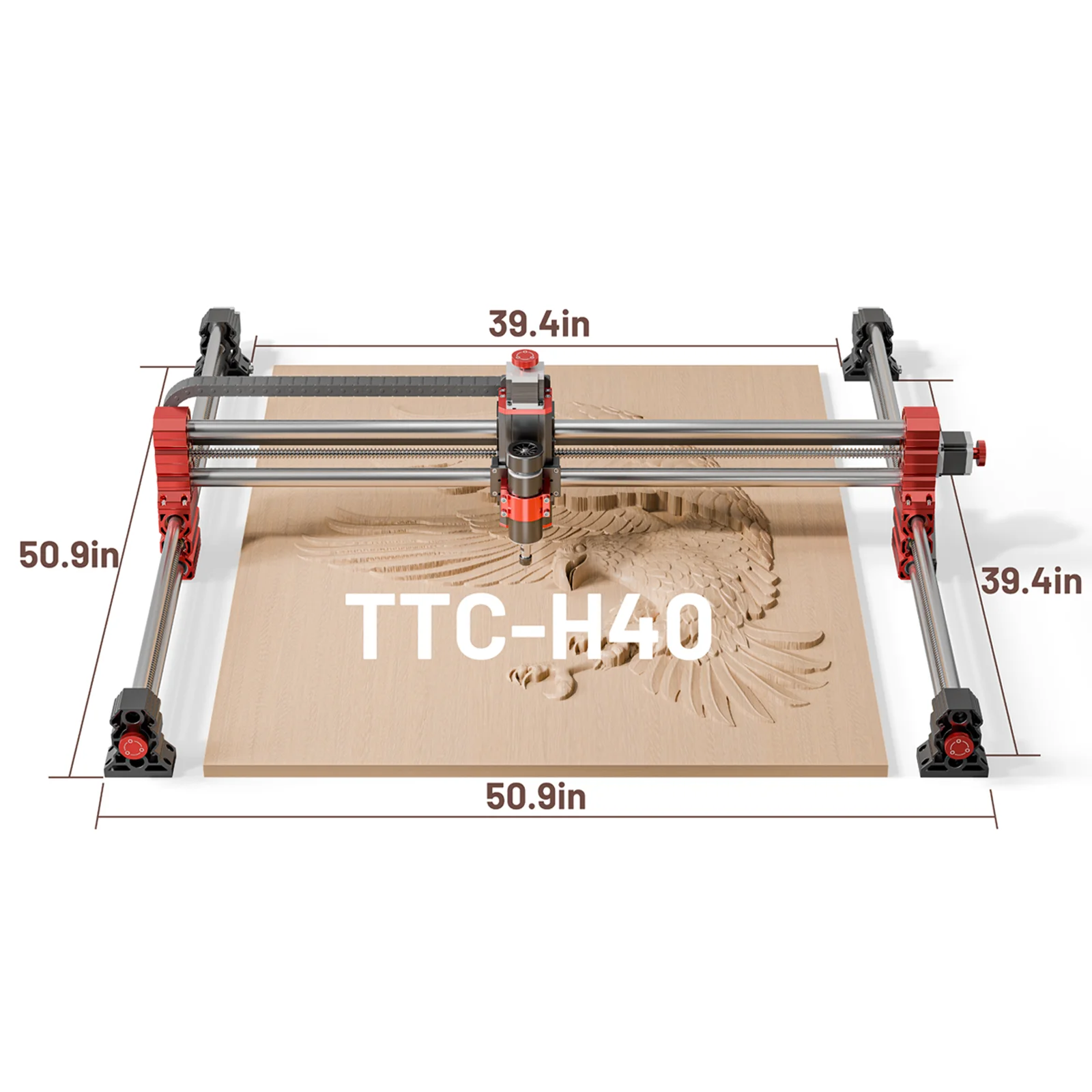 Twotrees TTC-H40 3 axes/4 axes CNC routeur fraiseuse 500W haute précision avec arrêt d'urgence pour bois acrylique métal