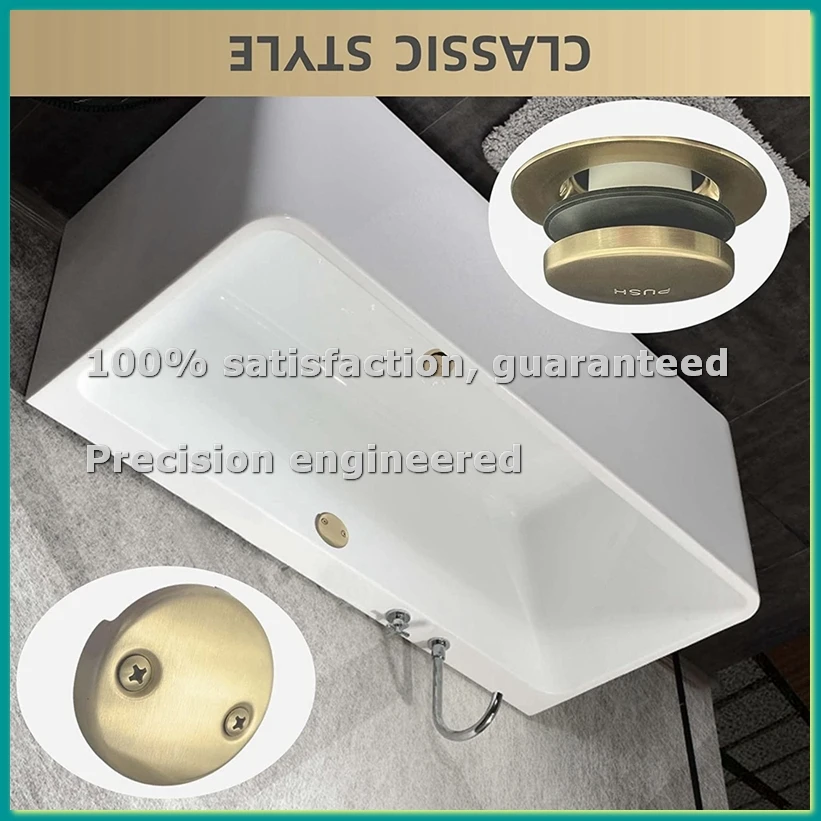 Bathtub Drain Toe Bath Tub Drain Kit with Two-Hole Overflow Faceplate, Bath Tub Drain Set Replacement Assembly-A14I