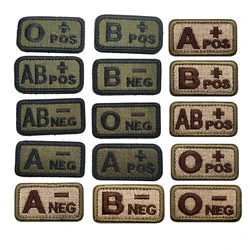 Full Embroidery Blood Types Patch Army Green Human Blood Group Strip Badges Hook Loop A AB O B+POS Cloth Stickers Multi Patterns