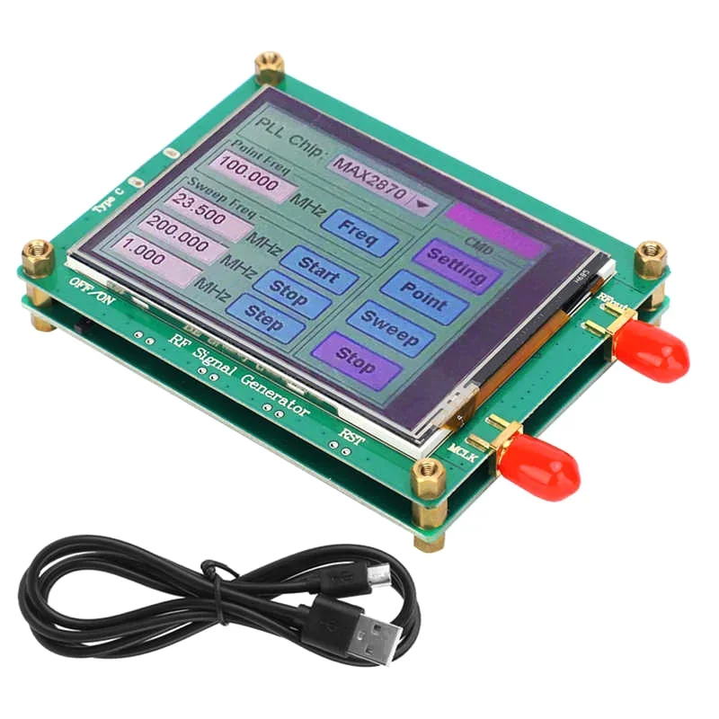 High Stability Low Noise MAX2870 LCD Display Signal Sensor Meter Tester Board 23.5MHz-6000MHz RF Signal Source Generator Module