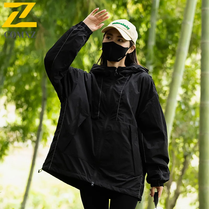 Men's Spring Autumn Softshell Jacket Windproof Thermal Outdoor Parka with Reflective Strips Fleece Lining for Hiking Casual Wear