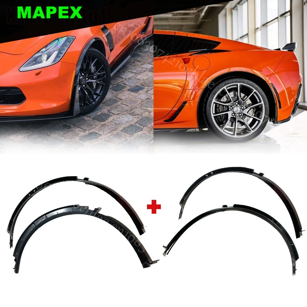 4pcs For Corvette C7 2014-19 Rear+Front Wheel Trim Fender Flares Wheel Arch Trim