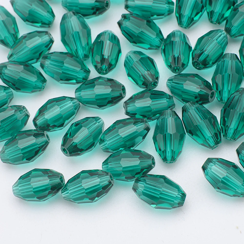 65 Stück/Lot 6x8MM Reisförmige facettierte Glas-Kristall-Oval-Abstandsperlen für Schmuckherstellung, DIY-Armbänder, Halsketten-Zubehör