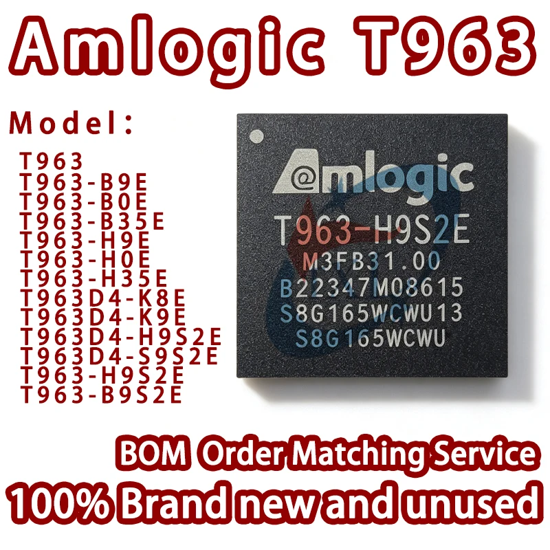 100% Brand New Amlogic T963 T963D4-K8E-K9E-B9E-B0E-H9E-H0E-B35E-B9S2E-S9S2E-H9S2E Smart LCD TV System Processor Chip IC