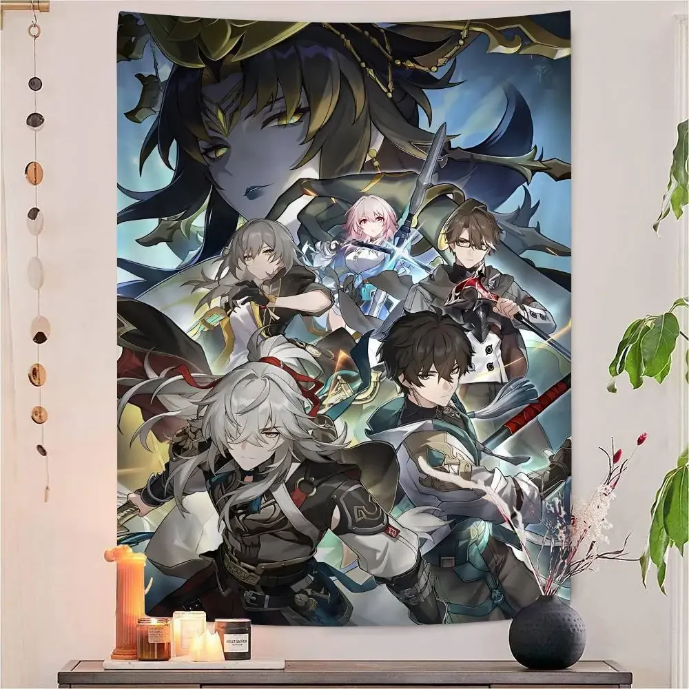 Anime Honkai Star Rail Tapestry Art Printing Japanese Wall Tapestry Anime Wall Hanging Home Decor